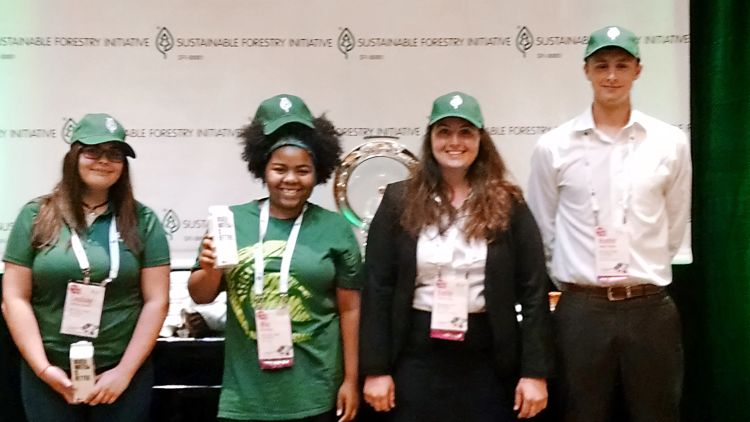 MSU Forestry undergraduate student Mia White, center left at the 2016 Sustainable Forestry Initiative Conference. 