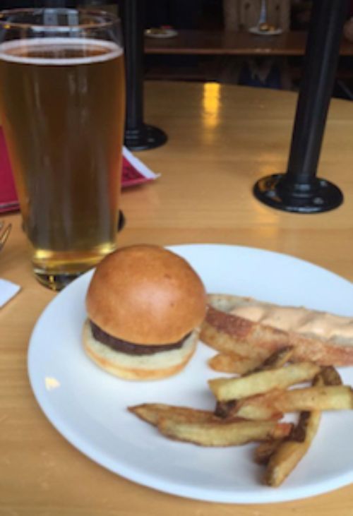 Local beef slider with fries and drink. Photo credit: Beth Wernette via Facebook.com