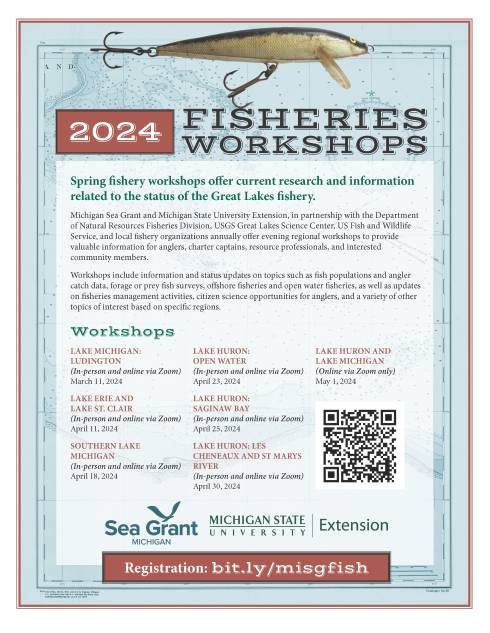 Flyer describing fishery workshops available in 2024
