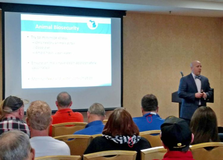 State veterinarian Dr. James Averill presents at the Michigan Association of Fairs and Exhibitions Conference.