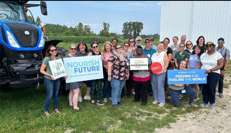 Nourish the Future Attendees - High School teachers stand for a photo at the Michigan State University Agronomy Farm.