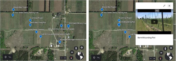 Google map images of the Northwest Michigan Horticulture Research Center