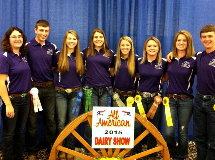 Clinton County youth representing Michigan at the National Junior Dairy Management Contest: (from left) Allison Schafer, Josh Markel, Maddy Meyer, Cameron Cook, Miriah Dershem, Jessica Nash, Carmen Hicks and Holden Schrader. Photo by Luann Learner.