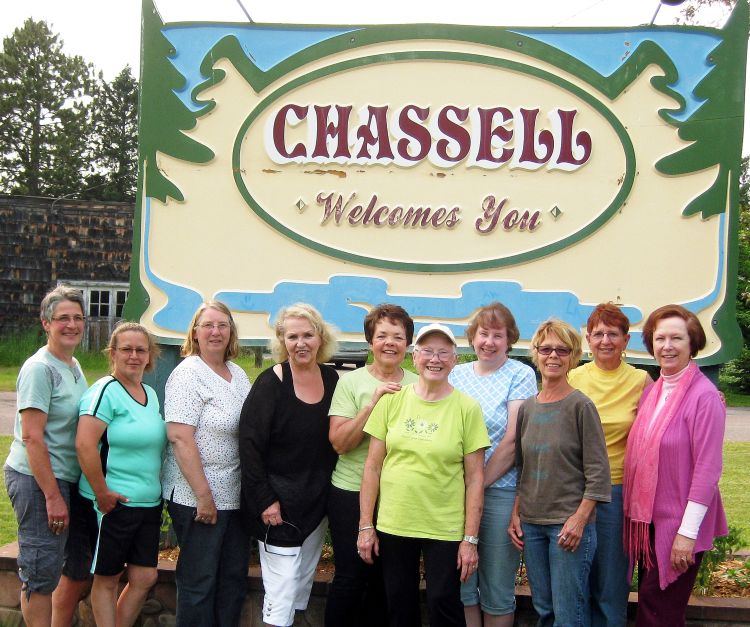 Master Gardener Phyllis Johnson (middle) and the community volunteers she coordinates for the Chassell Beautification Project. Photo: Nick Evert.