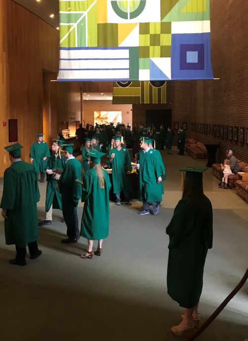 Students pictured in caps and gowns: MSU Institute of Technology students graduated on March 31, 2019.