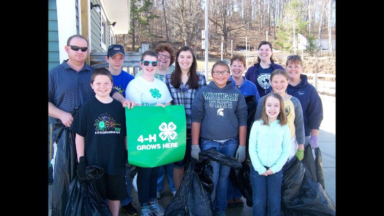 4-H youth and volunteers at the Emmett County Fairgrounds clean-up.