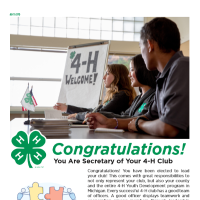 The first page of the document for 4-H club secretary