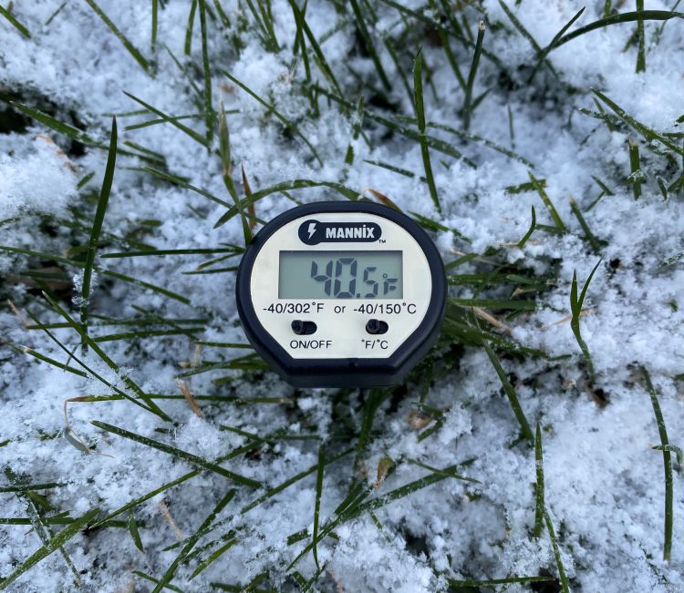 Soil temperature on snowy grass