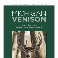 Front page of the Michigan Venison: How to field dress, butcher, prepare/cook/preserve document.