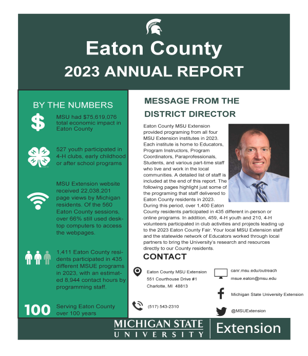 First page of 2023 Eaton County MSU Extension Annual Report