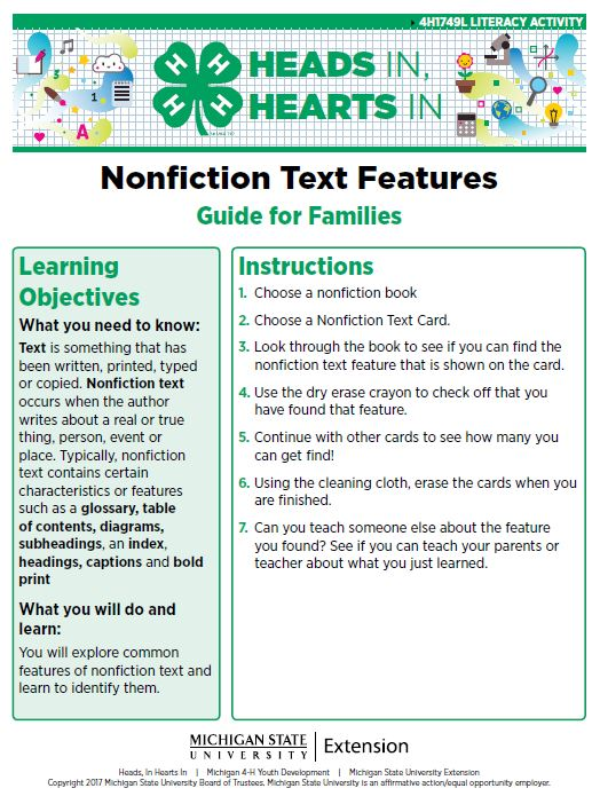 Nonfiction Text Features cover page.