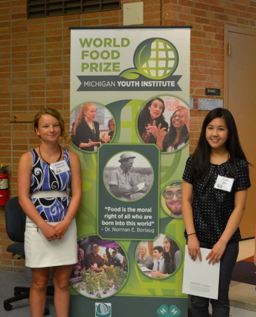 Two of the six candidates that will attend the World Food Prize Youth Institute, Autumn Zwiernik and Kayla Zhu. Photo credit: ANR Communications | MSU Extension