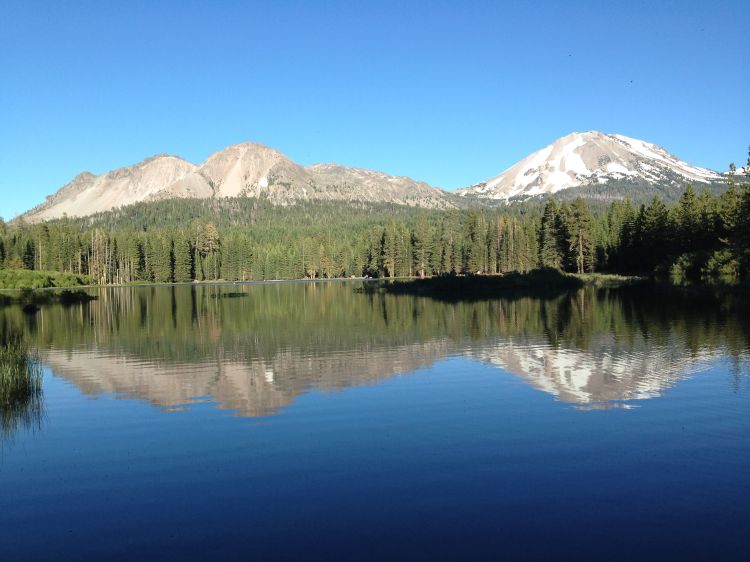 Protected lakes in the continental U.S. tend to occur in relatively remote, mountainous western states where freshwater biodiversity is low and there are relatively few lakes. In contrast, freshwater biodiversity is greatest in the southeastern U.S. where there are relatively few protected areas. Pictured here is Manzanita Lake (Lassen Volcanic National Park, California). Photo by Ian McCullough
