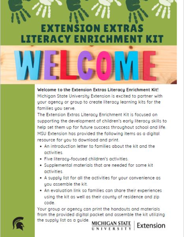 Thumbnail of Extension Extras Literacy Enrichment Kit welcome letter document.