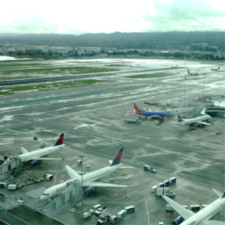 View from above of the San Francisco International Airport.