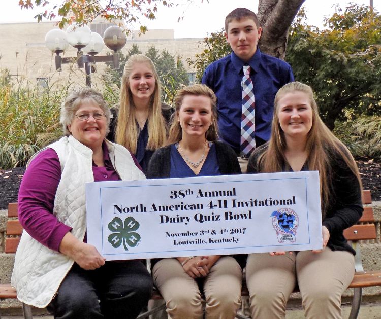 The Michigan 4-H team ready to compete in Louisville. Top, from left: Katrina Tucker and Casey Ybema. Bottom, from left: Coach Bev Berens, Shannon Good and Ann Wehler. Photo by University of Kentucky.