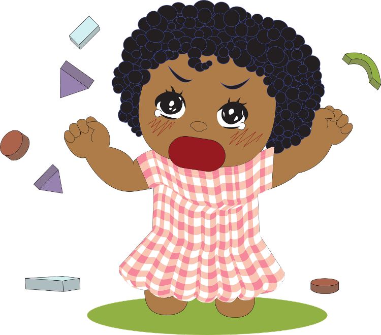 Clipart of a young girl crying