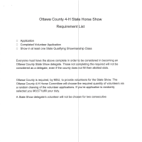 This is an image of the first page of the Ottawa County State 4-H Horse Show Application.