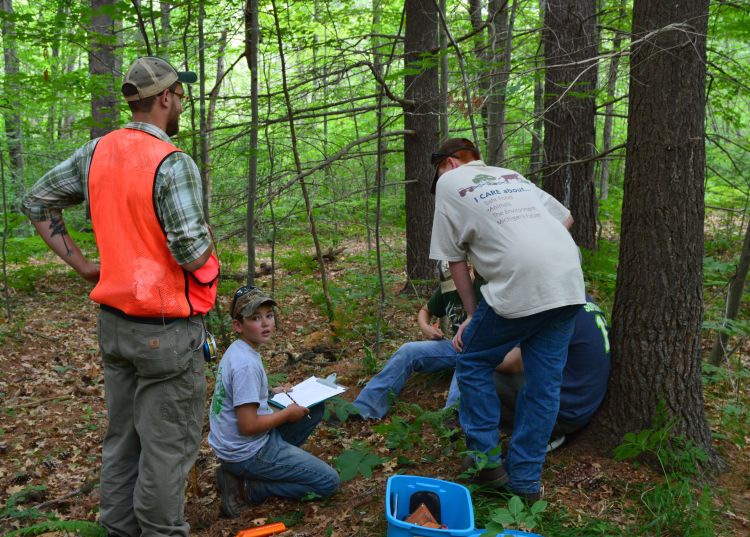 Youth collect data at the 2015 4-H Forestry Fun Camp.
