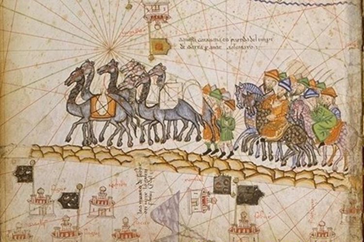 Historical illustration of the silk road.
