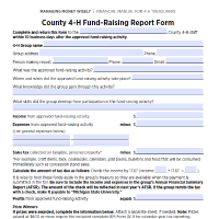 This is an image of the County 4-H Fundraising Report Form.