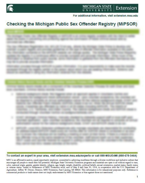 Thumbnail of the Checking the Michigan Public Sex Offender Registry (MiPSOR) document.