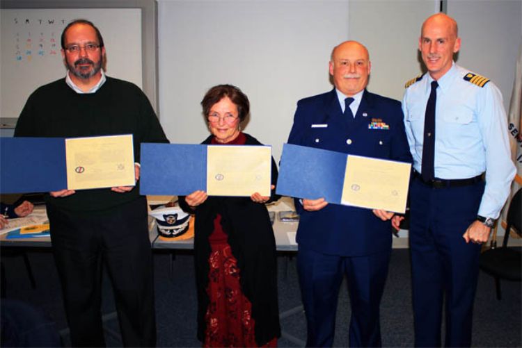 L to R -  Stewart, Nebel, Raymond and Ogden from US Coast Guard award ceremony.