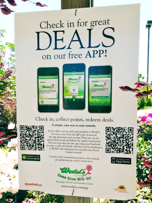 A mobile-ready sign with QR-codes hung in your garden center will enhance sales. Photo credit: Heidi Wollaeger, MSU Extension