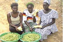 three women at a market
