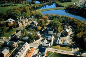Aerial photo of the Kentlands in Gaithersburg, MD.