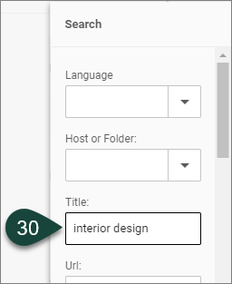 Showing Relate Search window with Title field example filled in with Interior Design.