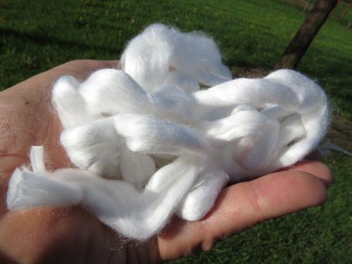 Cellulose fiber from wood that is used to manufacture cloth.