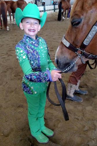 Colorful horse show outfit