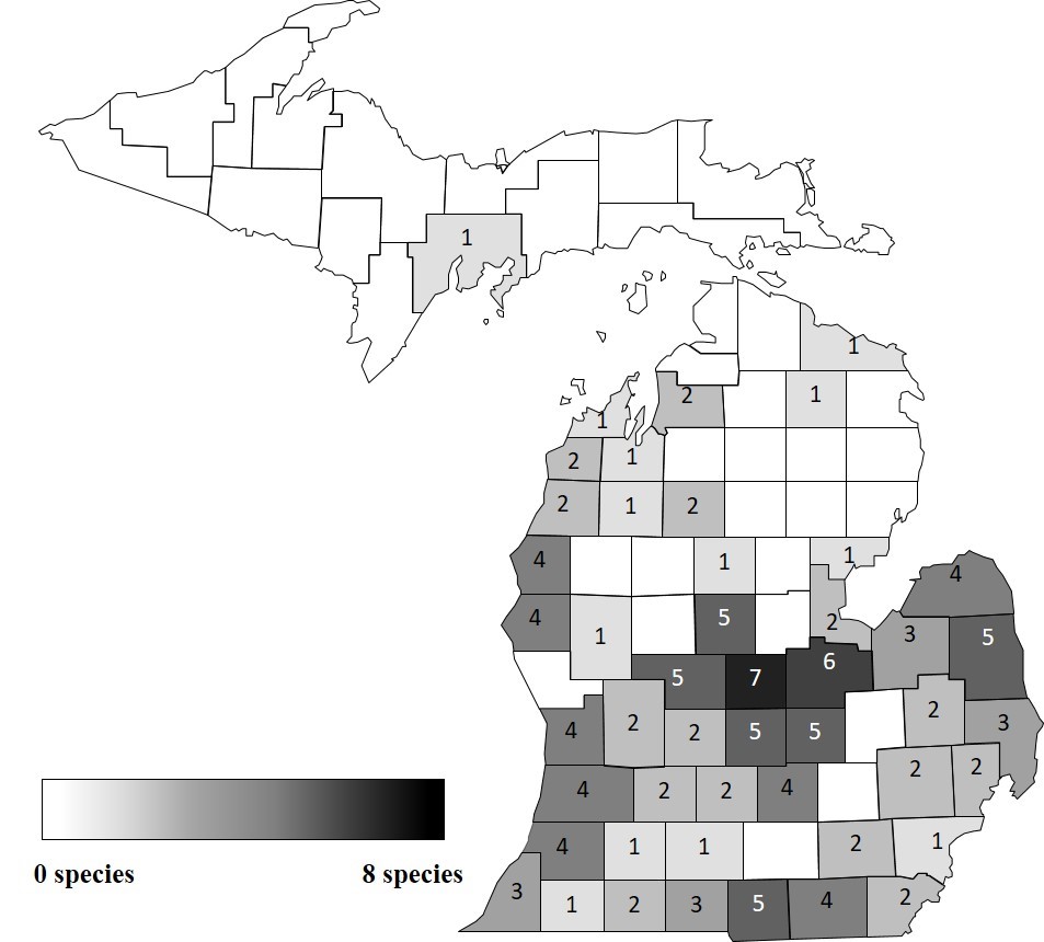Map of distribution of confirmed herbicide resistant weed species