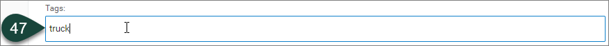 Tags field with a typed in tag phrase with no pre-set tag in the system.