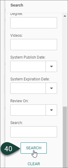 The bottom of the Search window with the Search button identified.