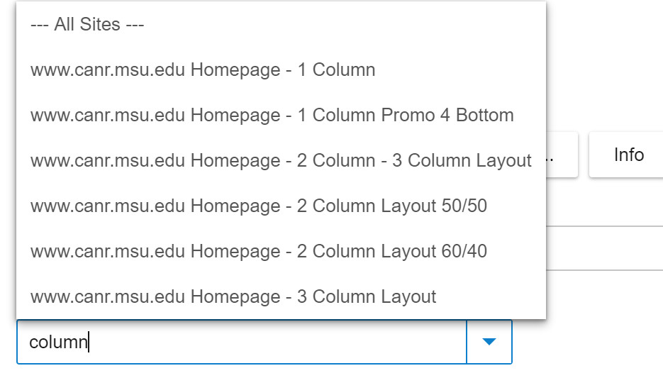 Templates dropdown in Page Properties