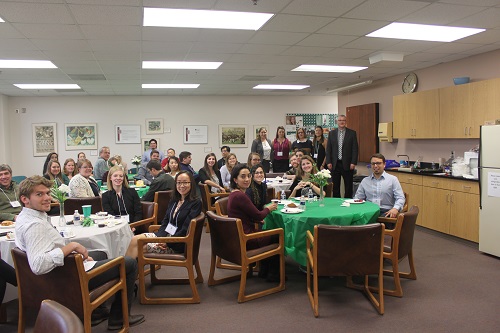 Graduate students and faculty at the Graduate Research Forum lunch.