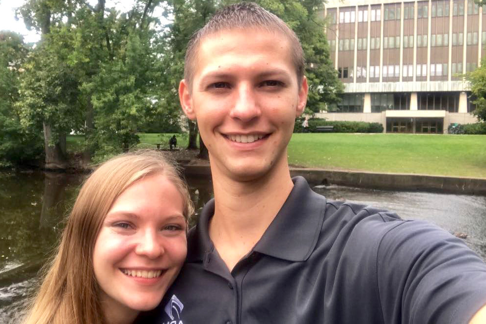 Selfie of Alicia and Ryan Ziegler next to a river