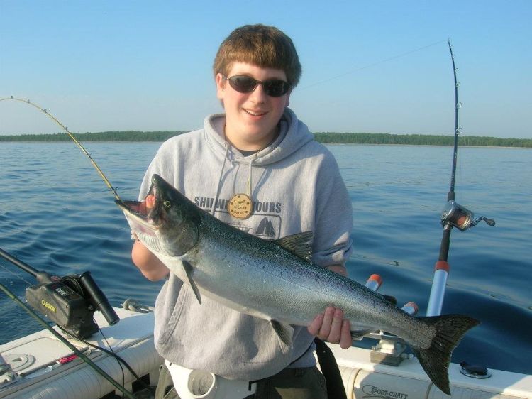 Youth participating in 4-H Great Lakes and Natural Resource Camp experience what the Lake Huron fishery has to offer first-hand. Photo: Michigan Sea Grant