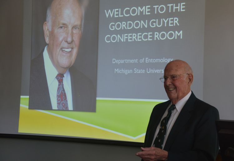 Gordon Guyer at the 2014 dedication of the MSU Entomology conference room in the Natural Science Building.
