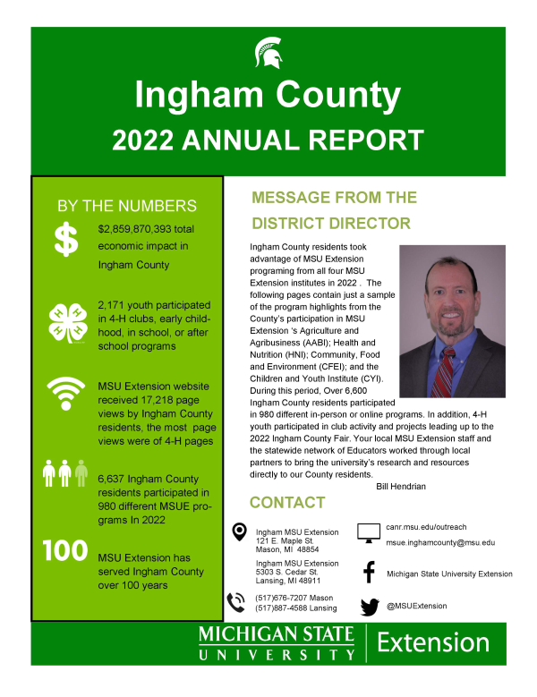 First page of 2022 Ingham County MSU Extension Annual Report