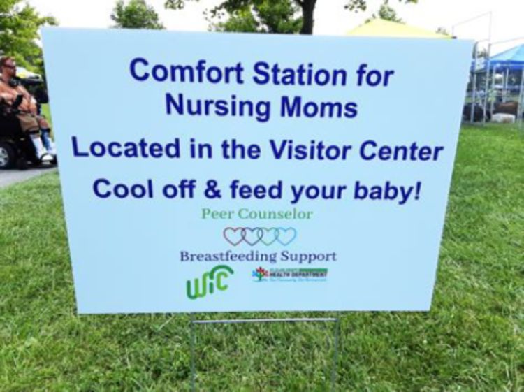 The signage advertising the breastfeeding station at the St. Clair County Fair.
