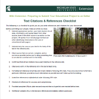 Text citations and references checklist for educational materials.