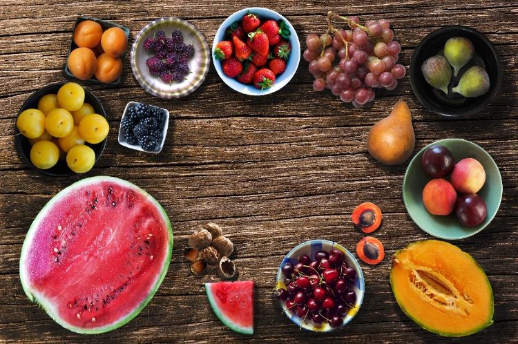 Fruit and vegetables on a table