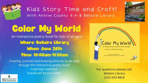 Color My World: Bellaire Library Kids Story Time and Craft Program Flyer