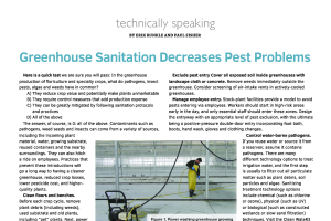Greenhouse sanitation decreases pest problems