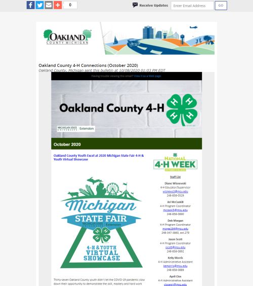 Oakland County 4H Newsletter Oakland County