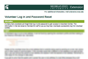 Volunteer Log In and Password Reset