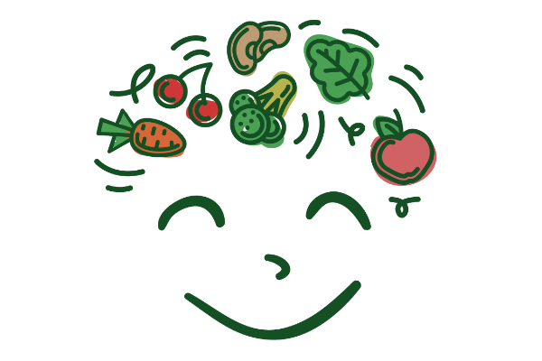 10 Cents a Meal logo, featuring a smiling face with fruits and vegetables in hair.